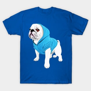 A bulldog wearing a hoodie T-Shirt